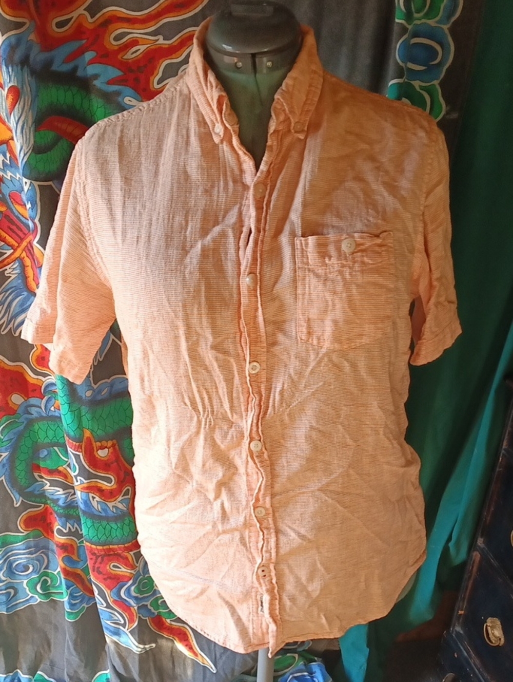 Weatherproof Men's Short-Sleeve Button-Down Shirt in Light Coral